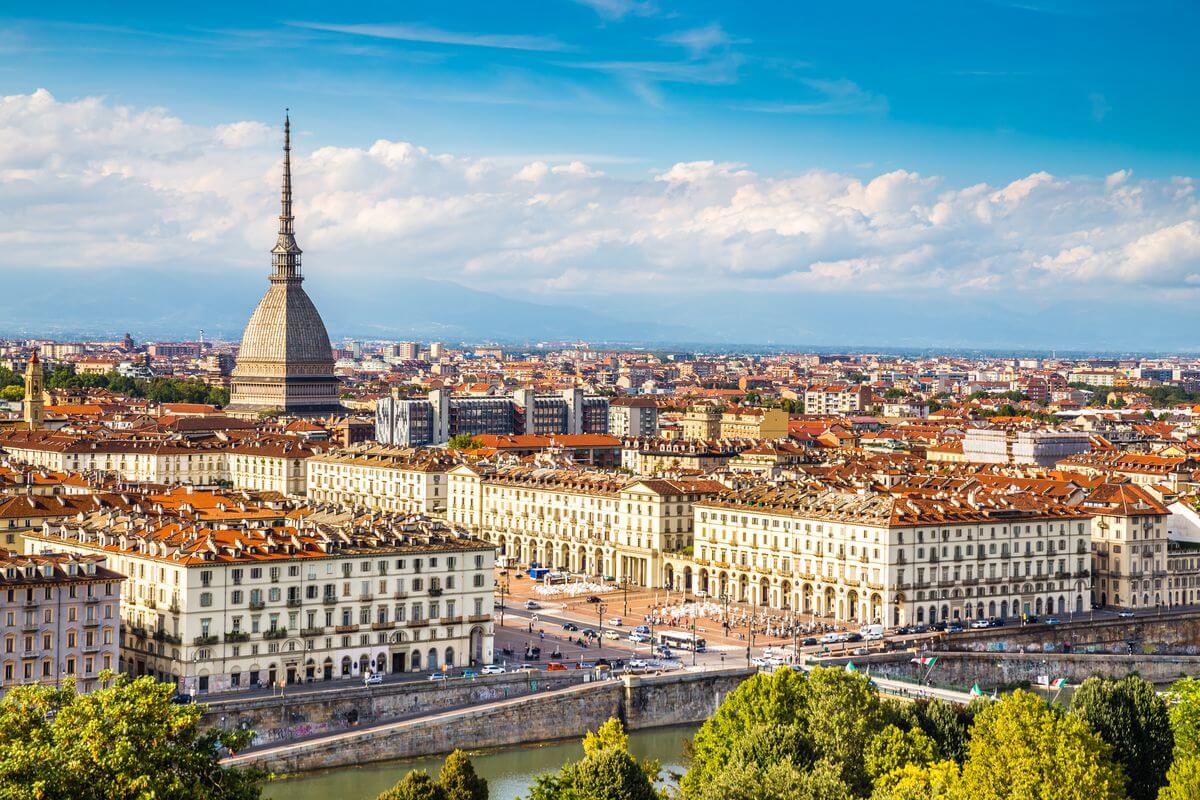 View of Turin city center with Mole Antonellina